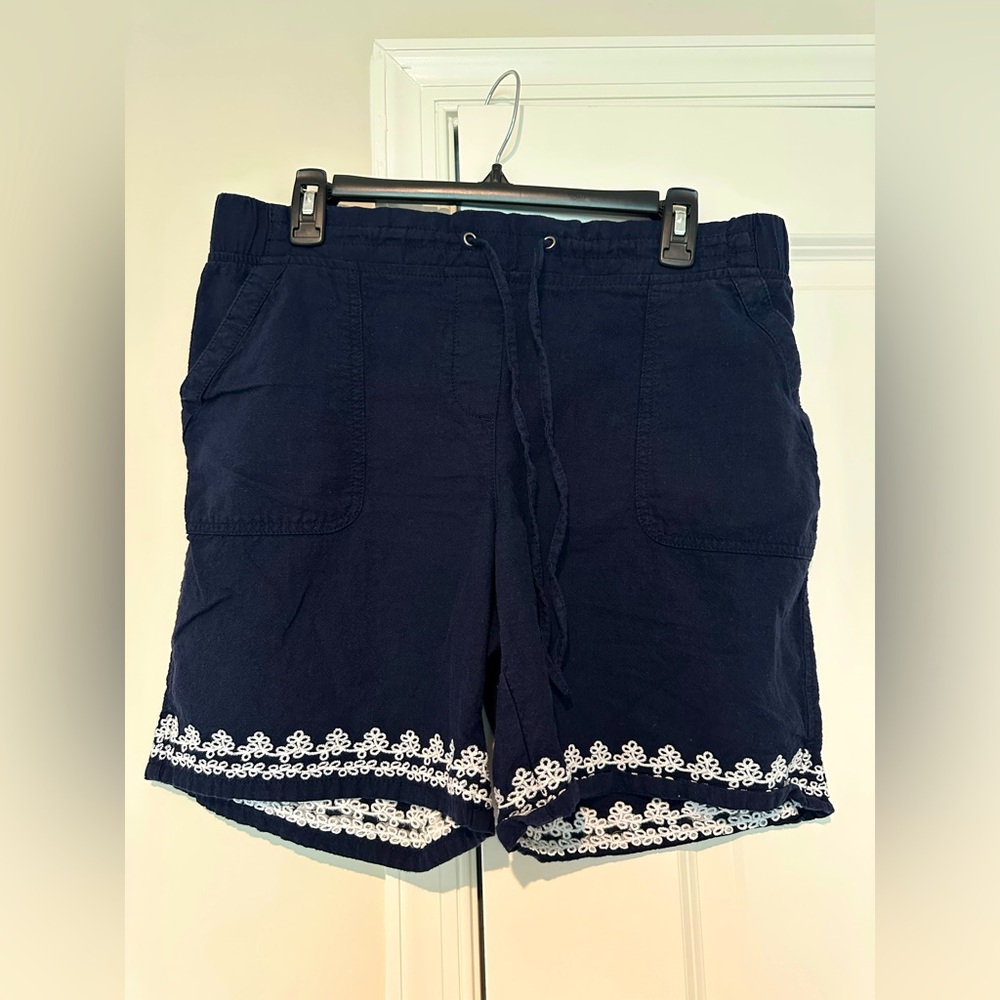 Talbot Navy Blue Women's Linen Bermuda